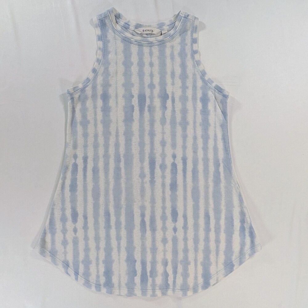 Athleta Tank Top Women's M White Blue Geometric Pattern